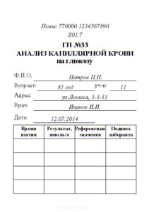 Анализ крови на сахар